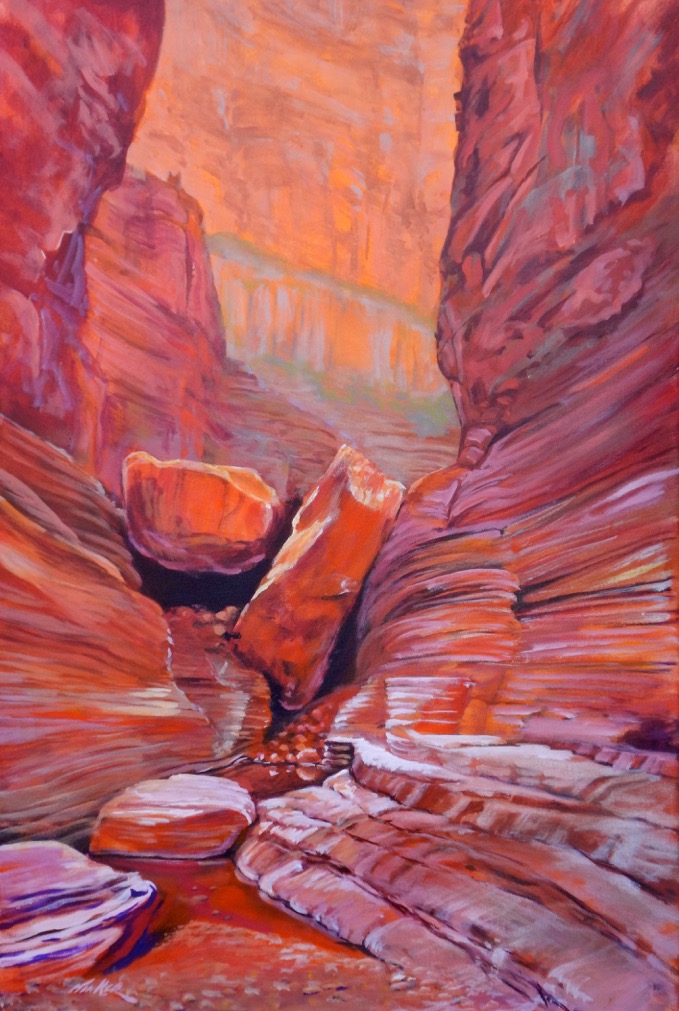 David Kinker's Grand Canyon Series captures the dramatic red rocks of the canyon.