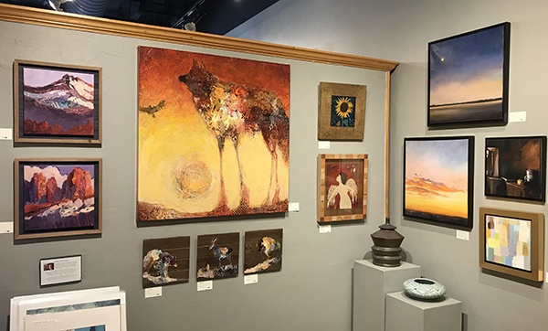 The art on Shelli Walters wall at Tumalo Art Co. can be seen on her webpage