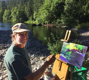 David Kinker paints plein-air on a wild river