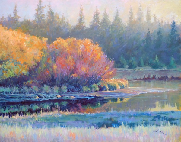 A large painting of the river by David Kinker