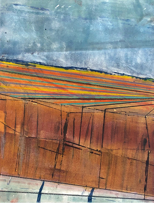 "Canyon Meadow I, mixed media monotype by Adell Shetterly
