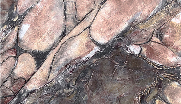 "Resting", a mixed media collagraph by Adell Shetterly