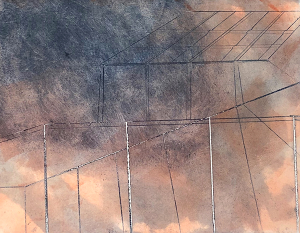 "Sunset on the Roof Deck", solar etching by Adelll Shetterly