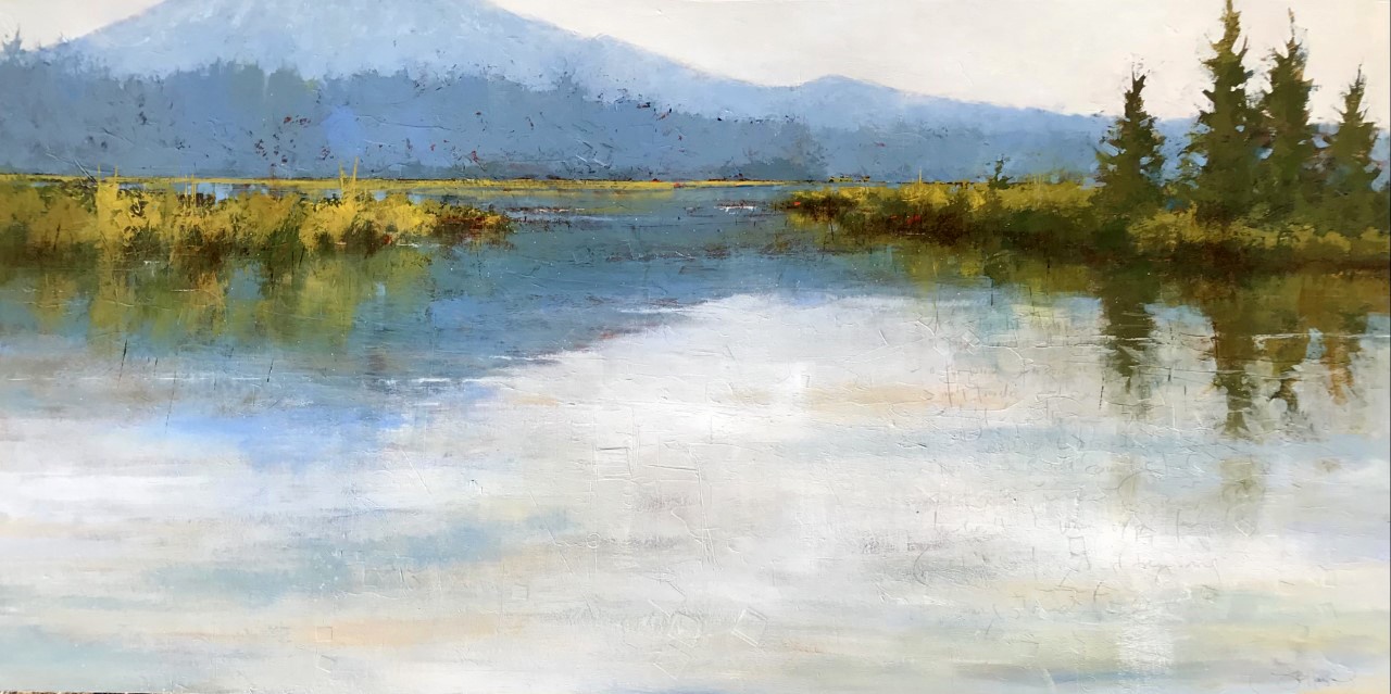 Kayaking on Oregon's Hosmer Lake, painting by Sarah B Hansen