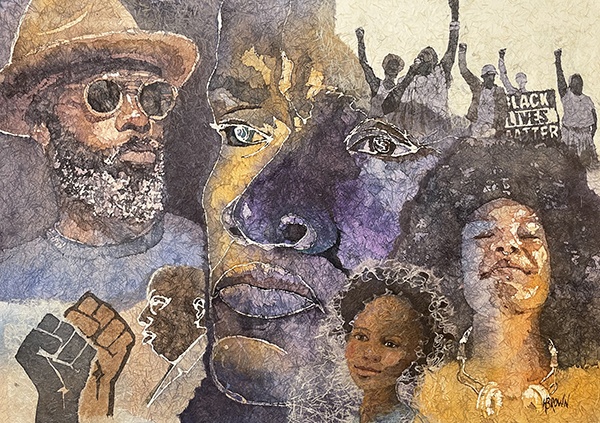 Collage of faces for Black Lives Matter by Helen Brown