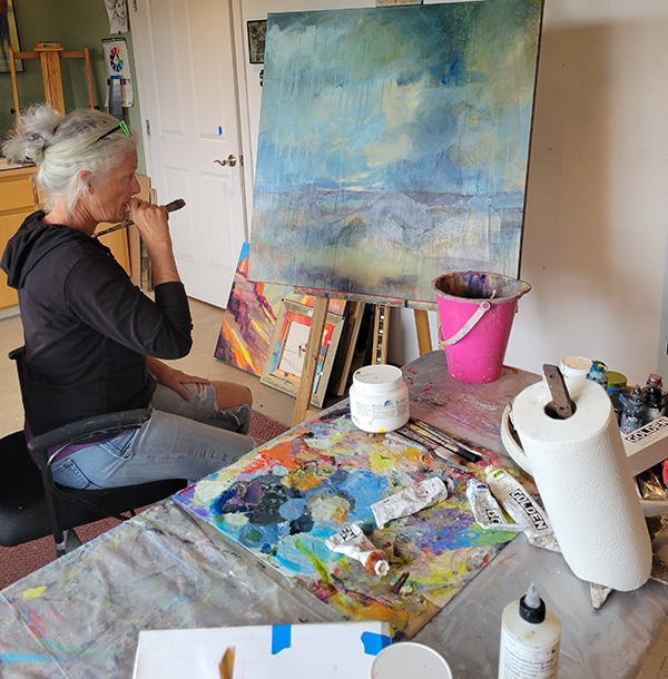 Dee McBrien-Lee working in her studio