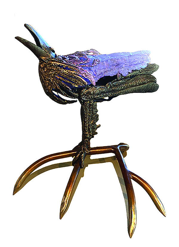 Sunburst Raven in cast bronze and glass by Danae Bennett-Miller