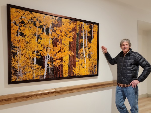 Bruce Jackson with large photograph of aspens 