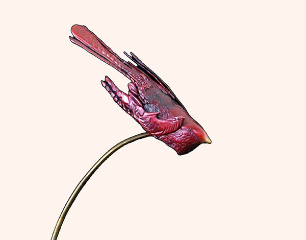 Danae Bennett-Miller's cast bronze bird with red patina