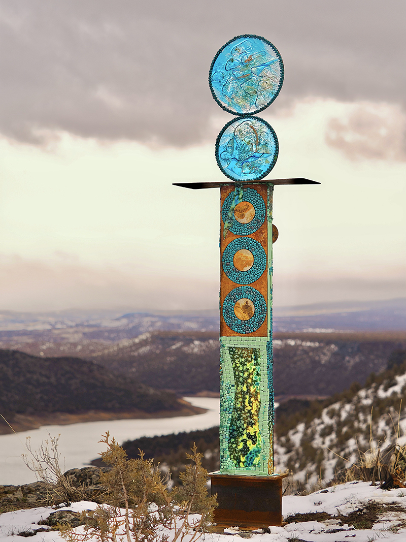Read more about the article Bring this glass, mosaic and steel totem home!