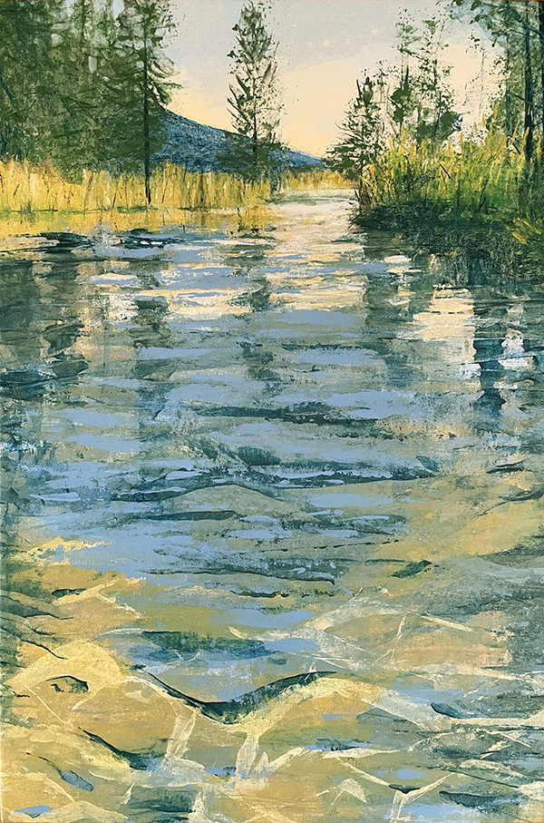 "In the Flow" is an acrylic on canvas by Anne Gibson.