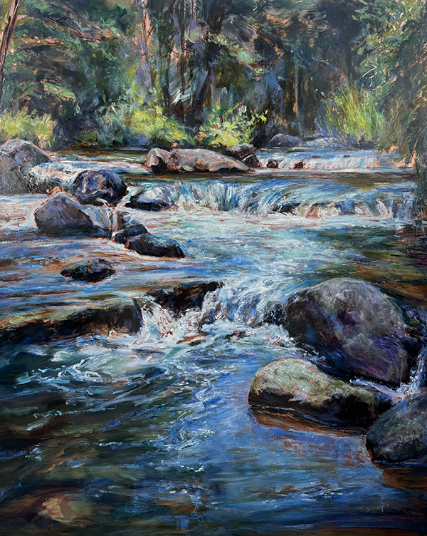 Mountain stream in blues and greens by Alisa Huntley