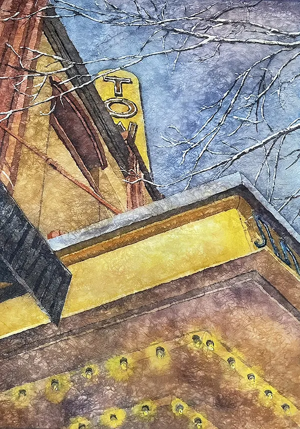 Helen Brown watercolor of the Tower Theater