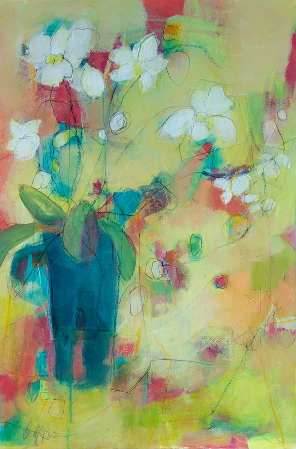 Semi-abstracted bouquet of flowers by Dee McBrien-Lee.