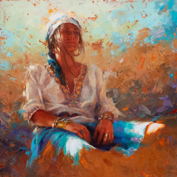 A figurative oil painting of a woman in the southwest by Katherine Taylor