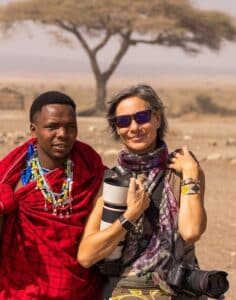 Holly Fischer photographing in Africa's Serengeti